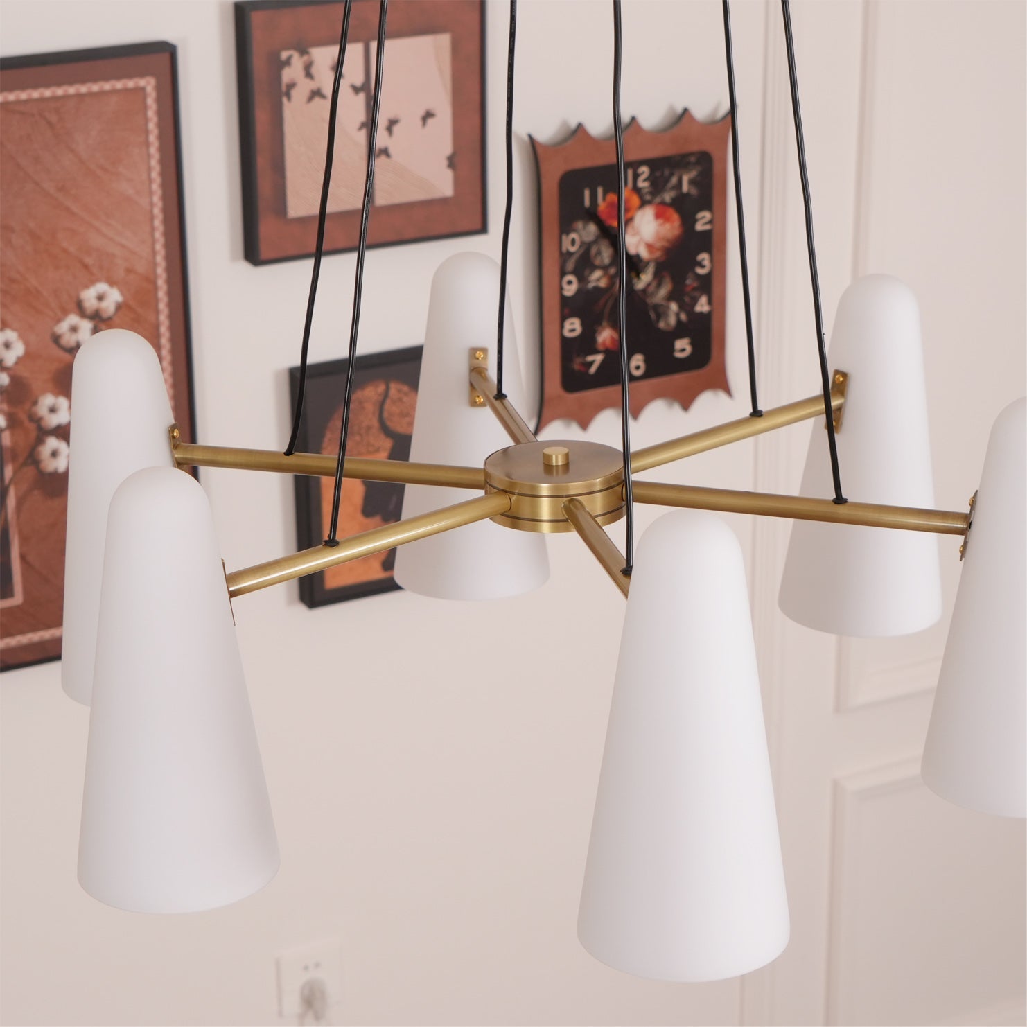 Brass Chandelier Luxury LED Ceiling Light with Glass Shades