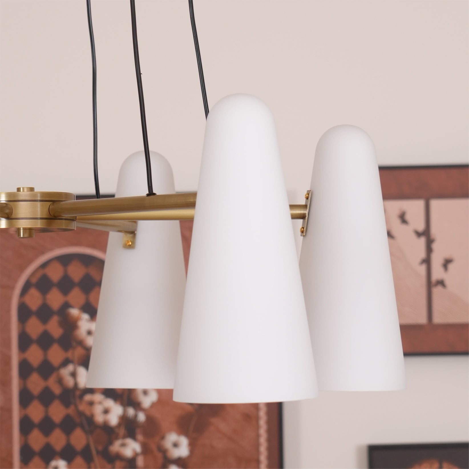 Brass Chandelier Luxury LED Ceiling Light with Glass Shades