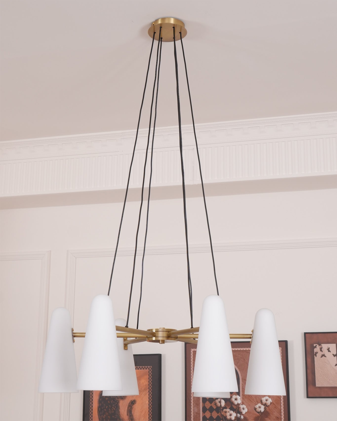 Brass Chandelier Luxury LED Ceiling Light with Glass Shades