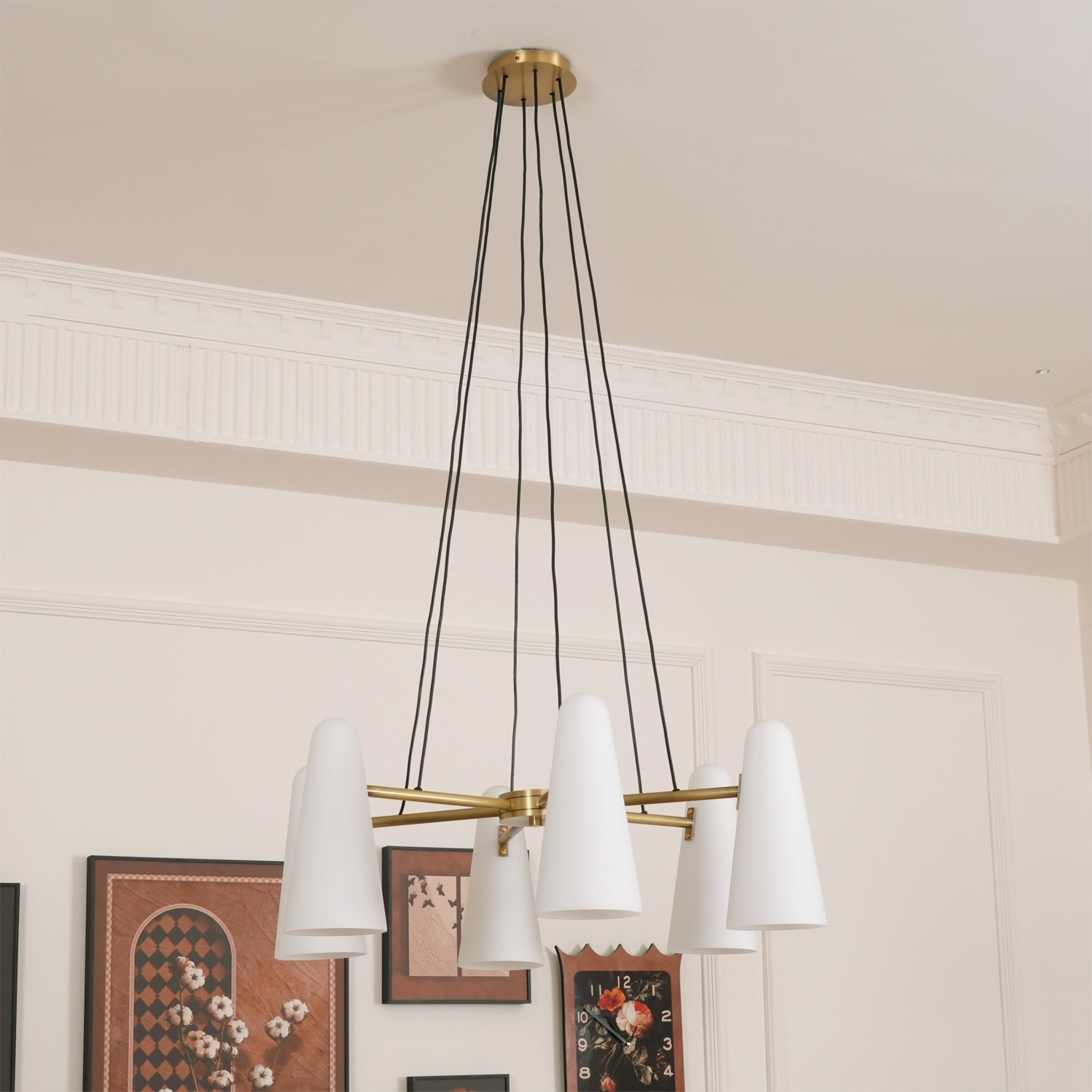 Brass Chandelier Luxury LED Ceiling Light with Glass Shades