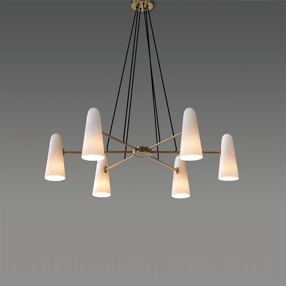 Brass Chandelier Luxury LED Ceiling Light with Glass Shades