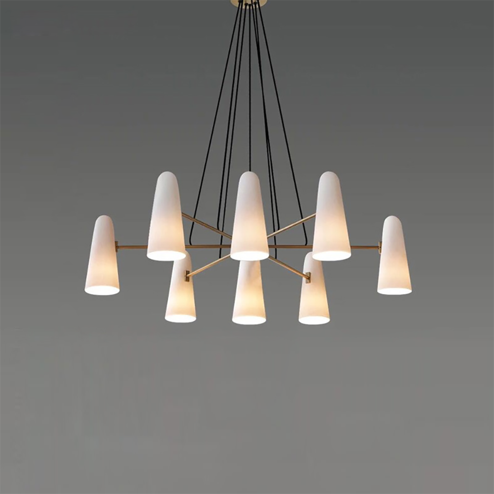 Brass Chandelier Luxury LED Ceiling Light with Glass Shades