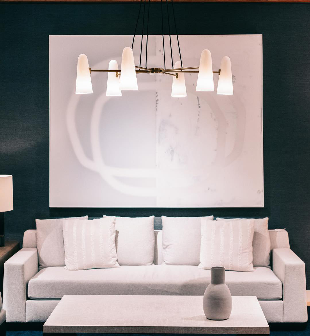 Brass Chandelier Luxury LED Ceiling Light with Glass Shades