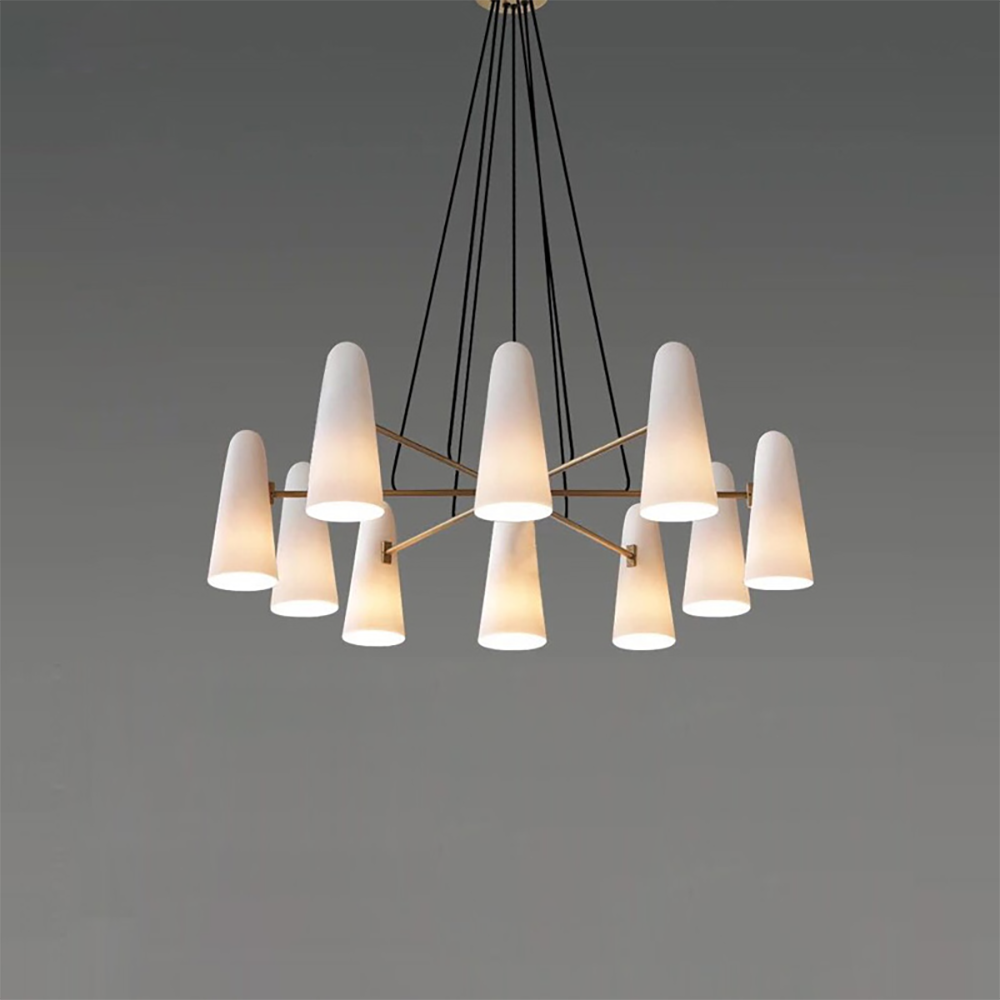 Brass Chandelier Luxury LED Ceiling Light with Glass Shades