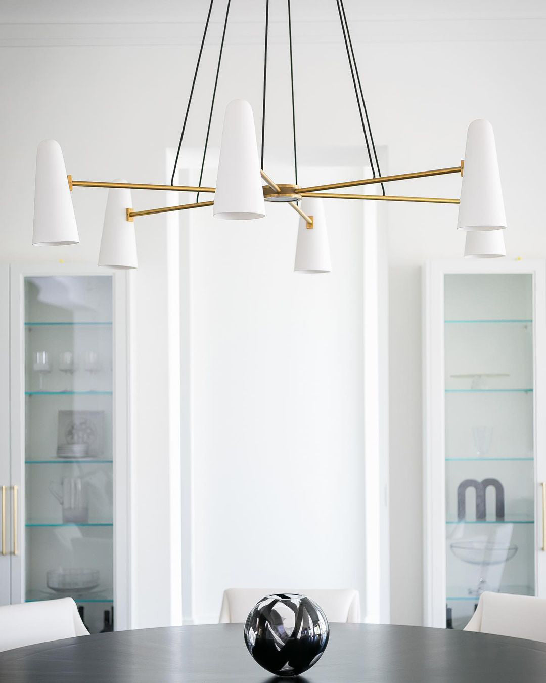 Brass Chandelier Luxury LED Ceiling Light with Glass Shades