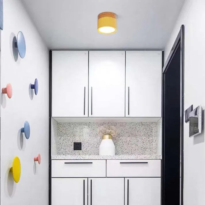 Minimalist Cylindrical LED Ceiling Light with Modern Dimmable Spotlight