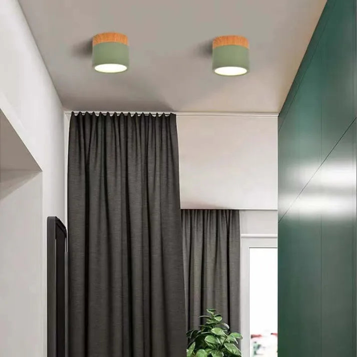 Minimalist Cylindrical LED Ceiling Light with Modern Dimmable Spotlight