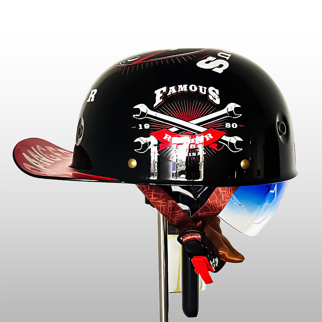 Stylish Motorcycle Helmet in Baseball Cap Look