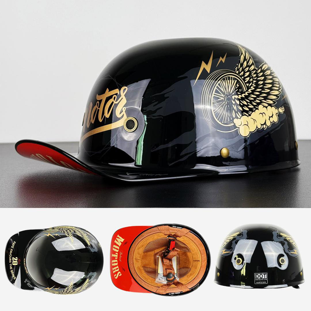 Stylish Motorcycle Helmet in Baseball Cap Look
