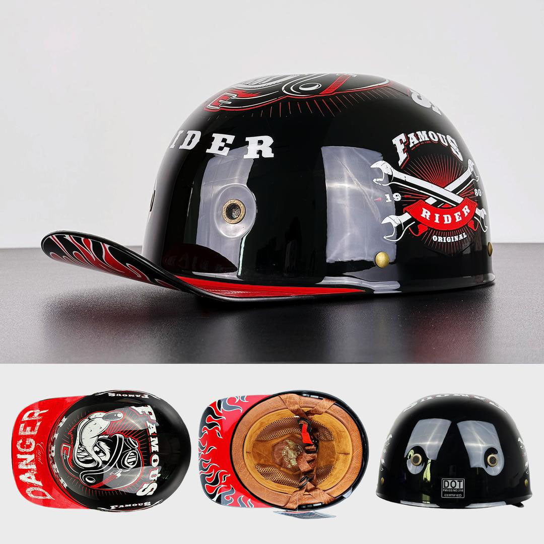 Stylish Motorcycle Helmet in Baseball Cap Look