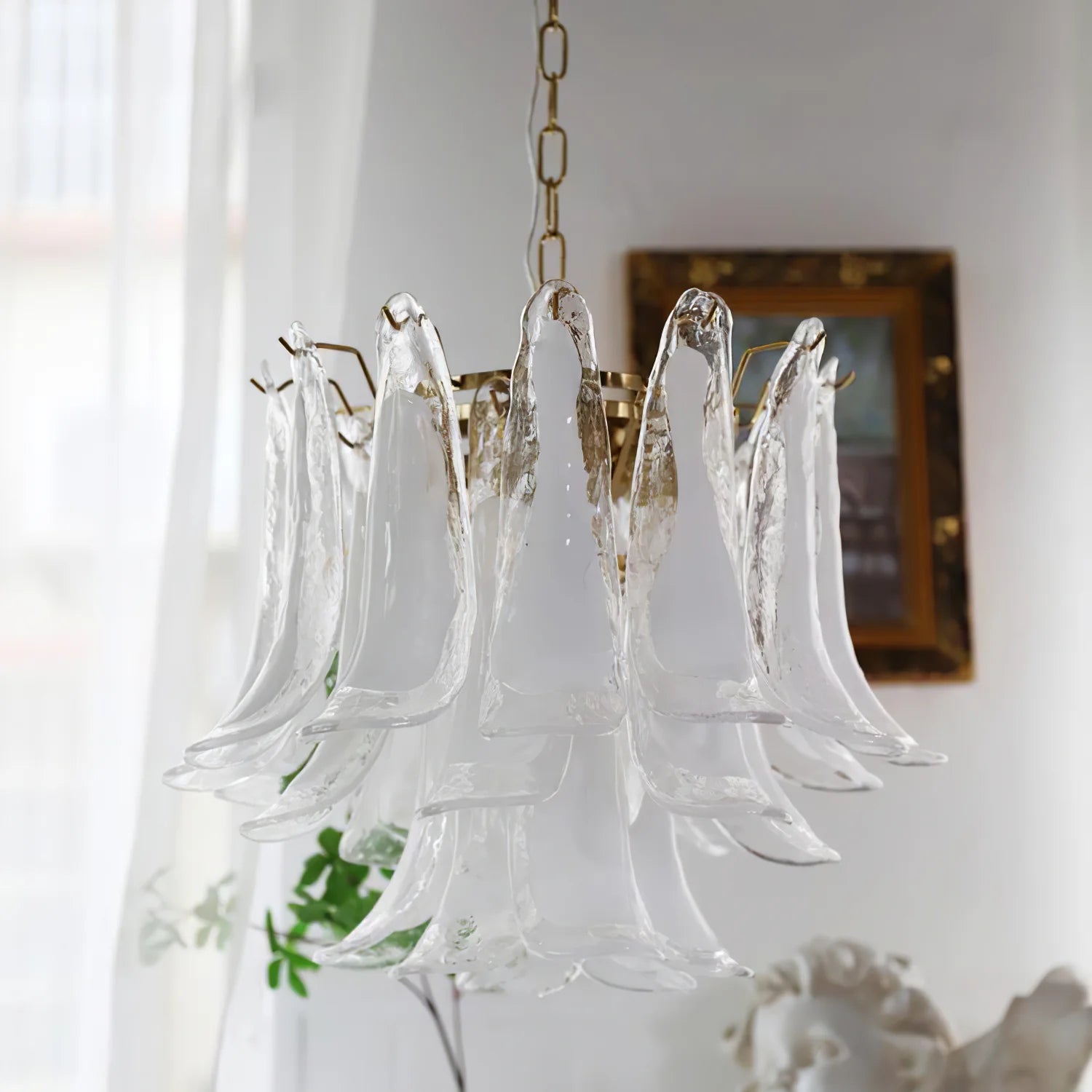 Vintage Statement Metal Glass Mid-Century Retro Glass Chandeliers