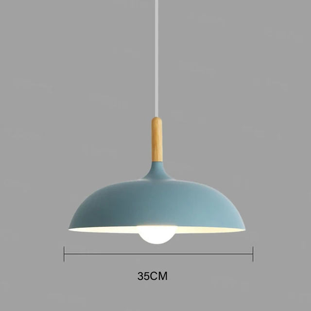 Nordic oak pendant lamp pastel shade