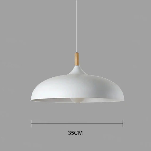 Nordic oak pendant lamp pastel shade