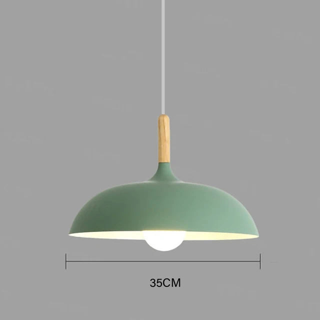 Nordic oak pendant lamp pastel shade