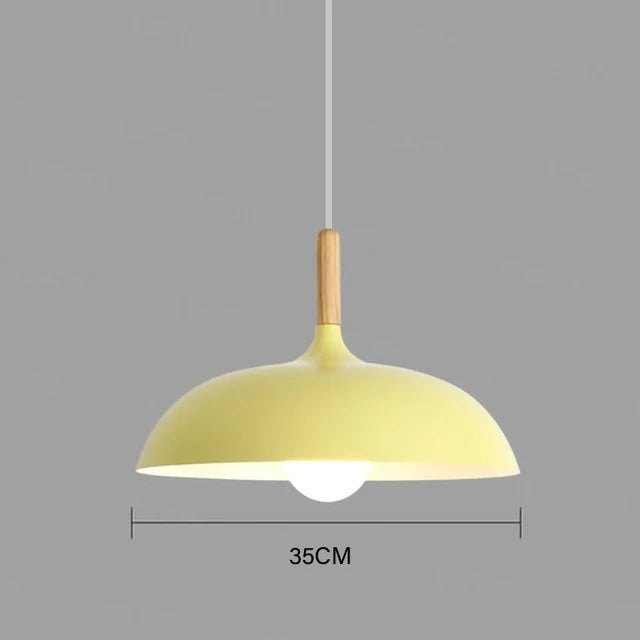 Nordic oak pendant lamp pastel shade