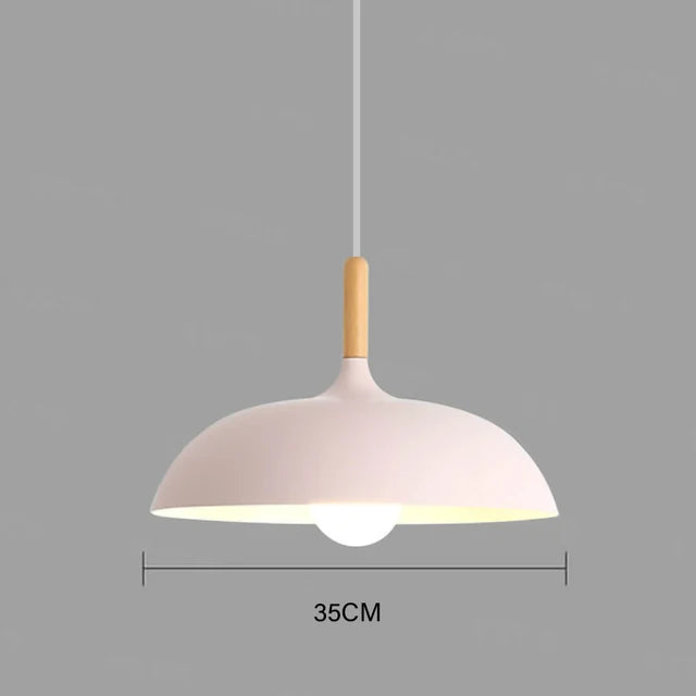 Nordic oak pendant lamp pastel shade