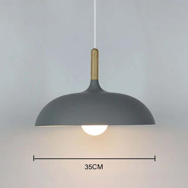 Nordic oak pendant lamp pastel shade