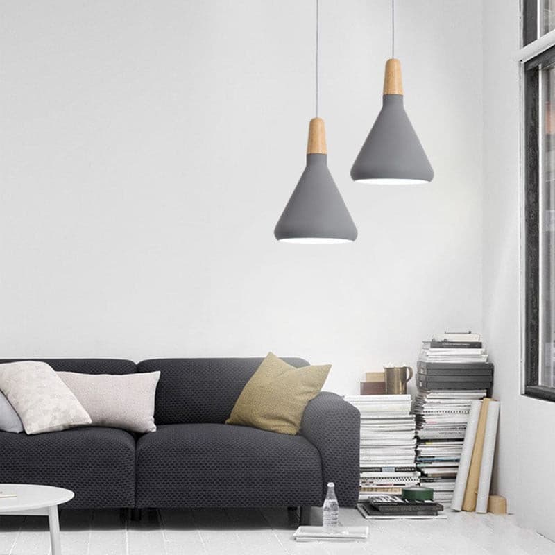 Modern Minimalist Pendant Light with Wood Accent – Ceiling Lamp for Dining & Living Room