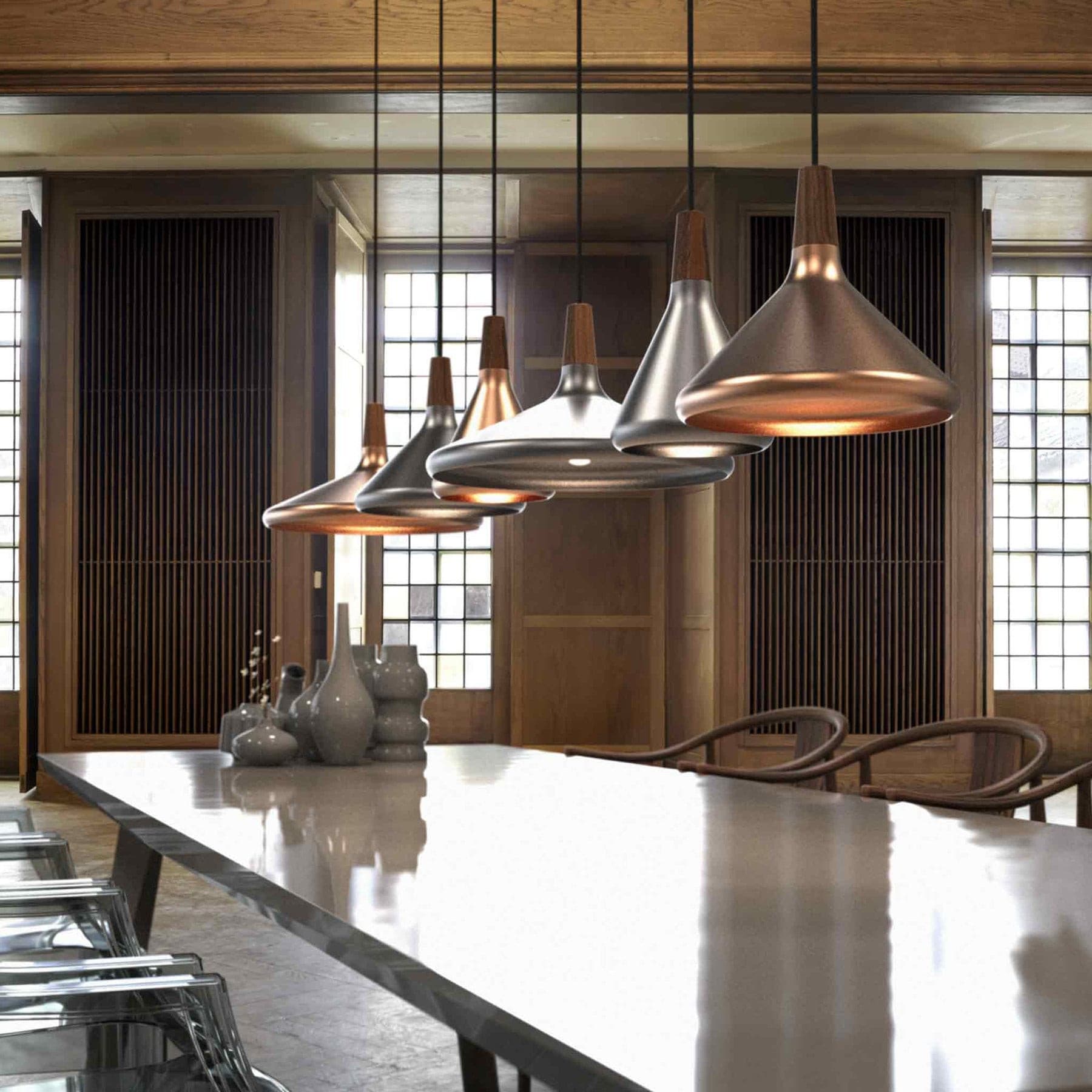 Modern Minimalist Pendant Light with Wood Accent – Ceiling Lamp for Dining & Living Room