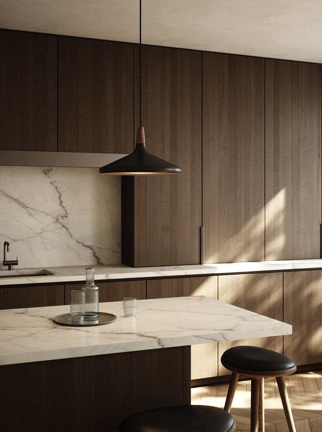 Modern Minimalist Pendant Light with Wood Accent – Ceiling Lamp for Dining & Living Room