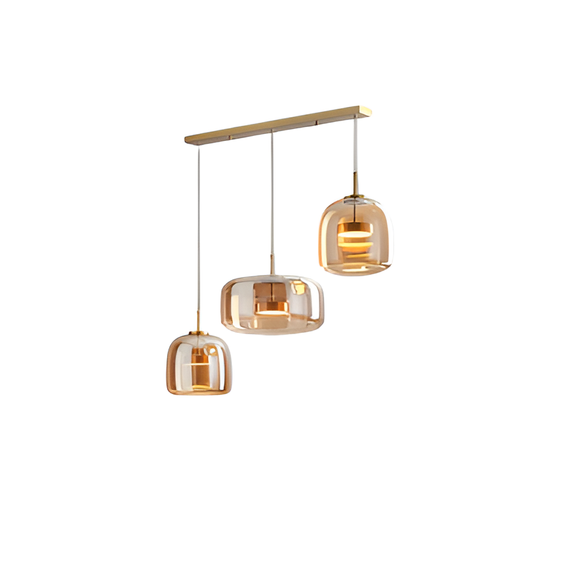 Retro Modern Glass LED Pendant Light Hand-Blown Trio with Adjustable Cord