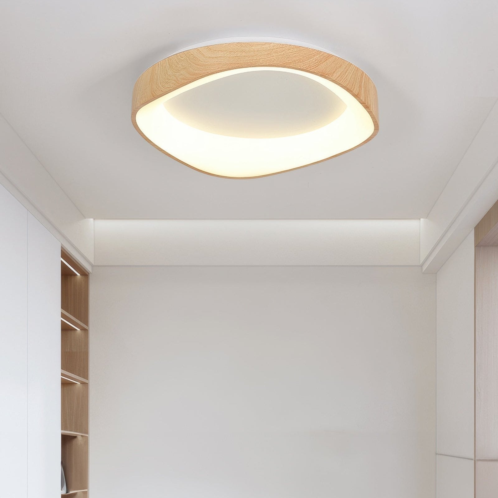 Nordic Wooden Grain Ceiling Light in Modern LED