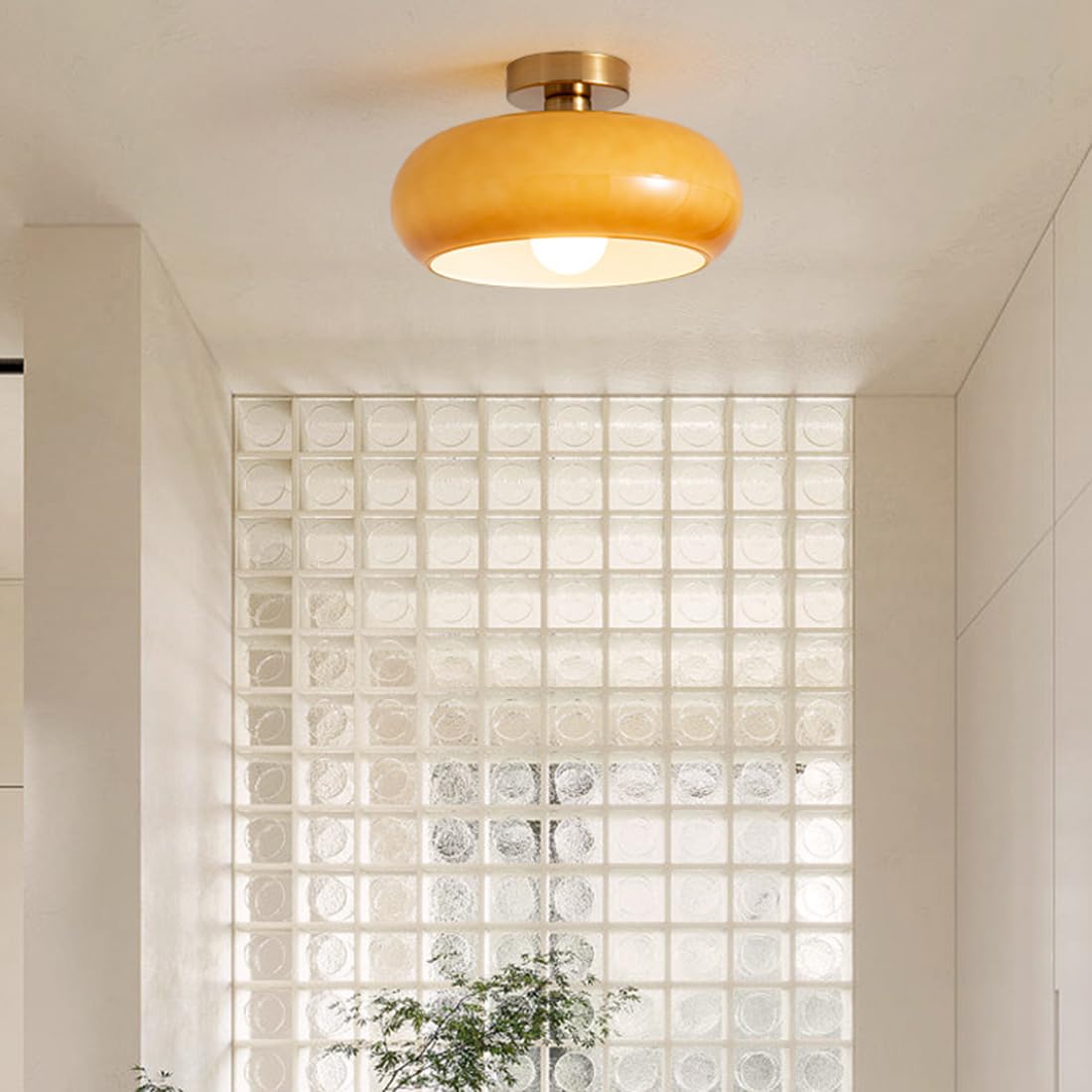 Modern Warm Tinted Round Ceiling Light for Living Room and Bedroom