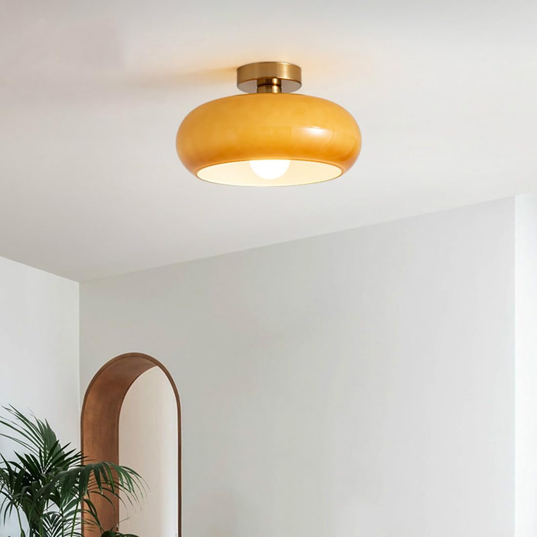 Modern Warm Tinted Round Ceiling Light for Living Room and Bedroom