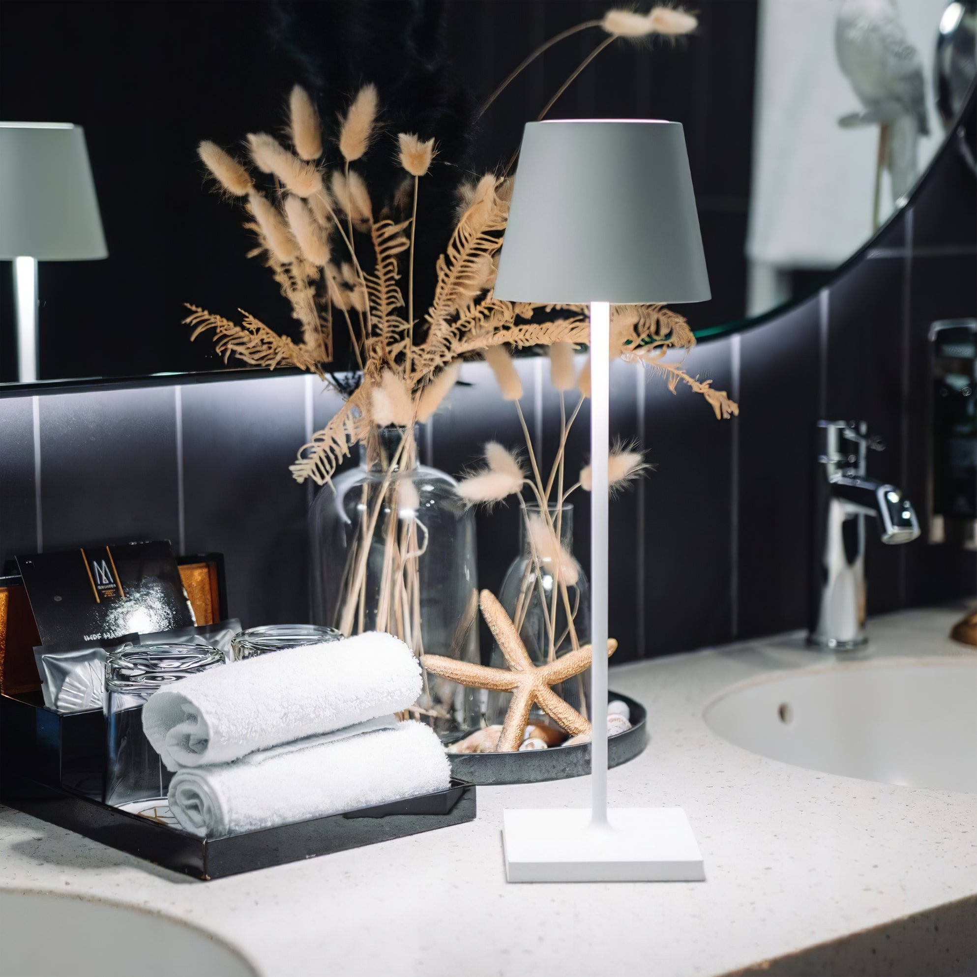 Portable LED Table Lamp Dimmable Metal Light for Indoor & Outdoor Use