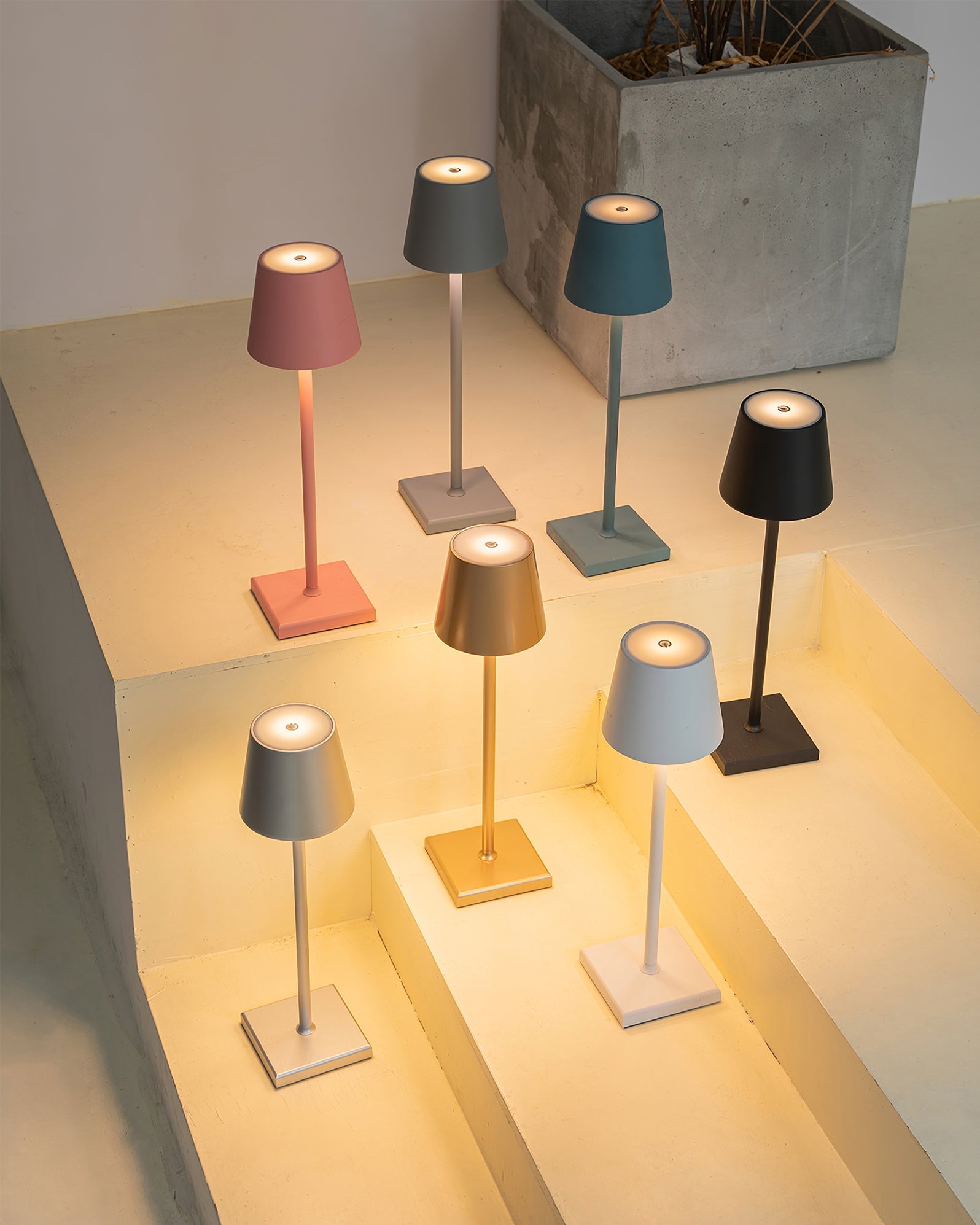 Portable LED Table Lamp Dimmable Metal Light for Indoor & Outdoor Use