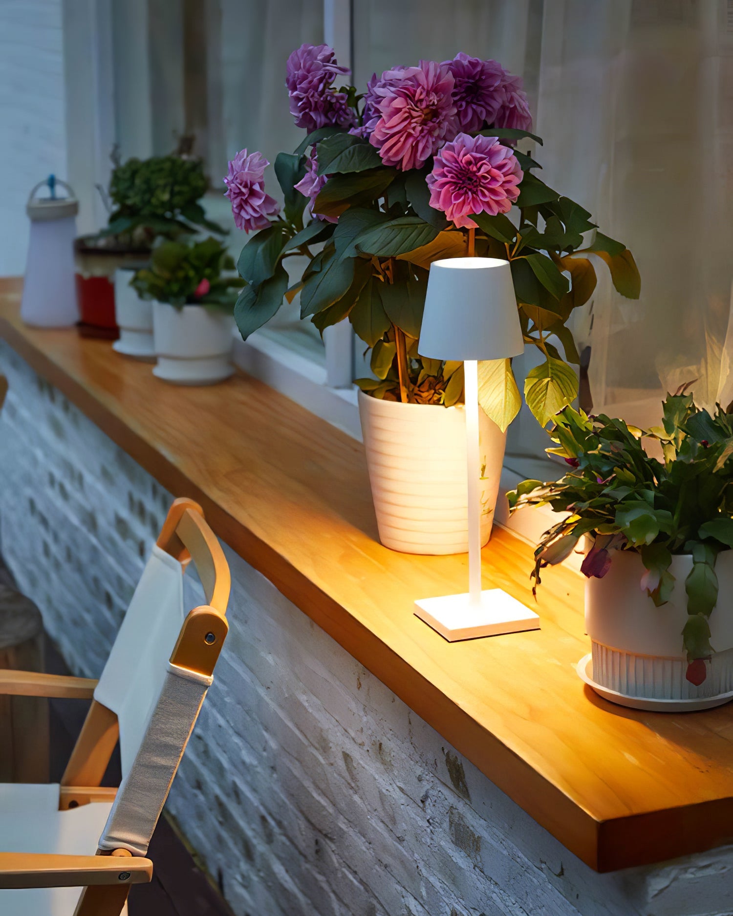 Portable LED Table Lamp Dimmable Metal Light for Indoor & Outdoor Use