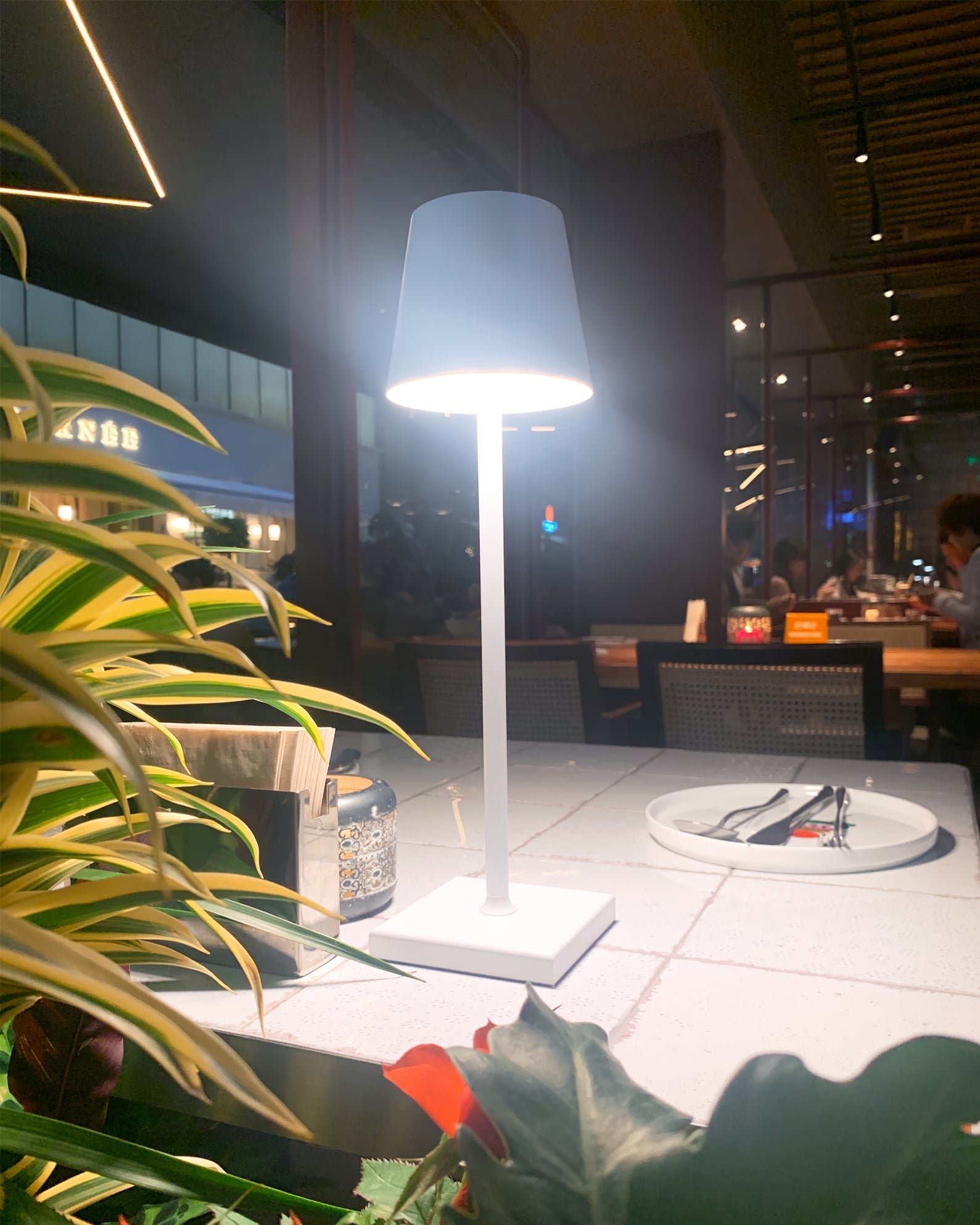 Portable LED Table Lamp Dimmable Metal Light for Indoor & Outdoor Use
