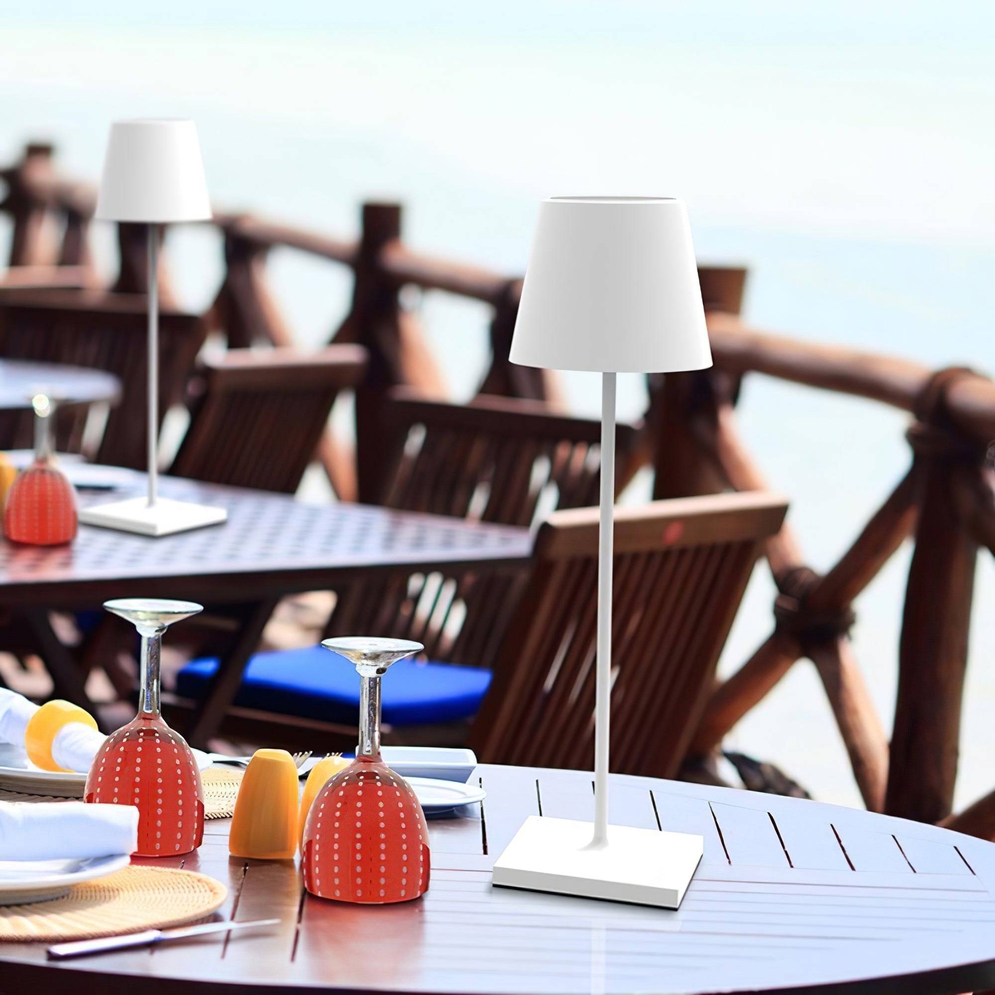Portable LED Table Lamp Dimmable Metal Light for Indoor & Outdoor Use
