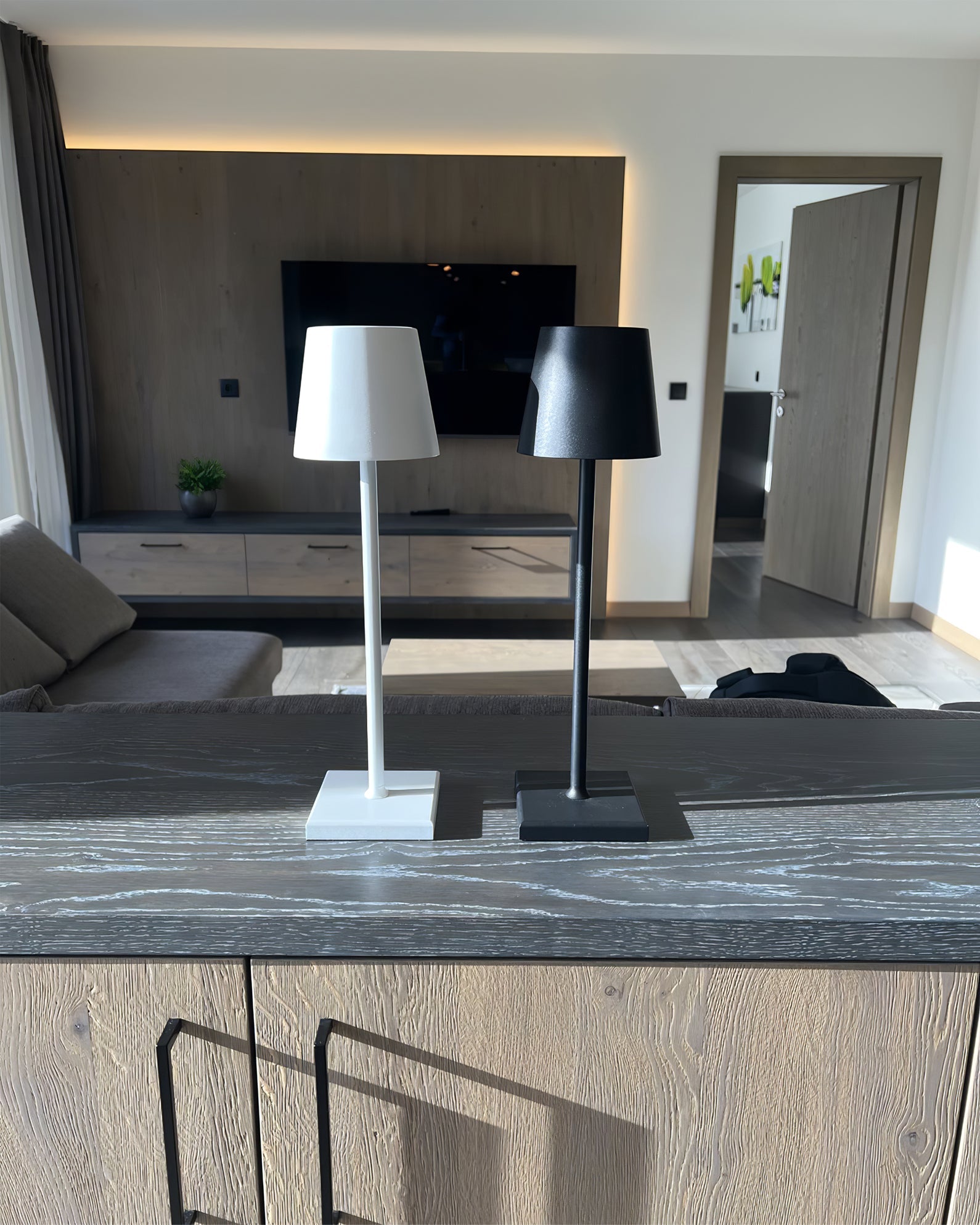Portable LED Table Lamp Dimmable Metal Light for Indoor & Outdoor Use