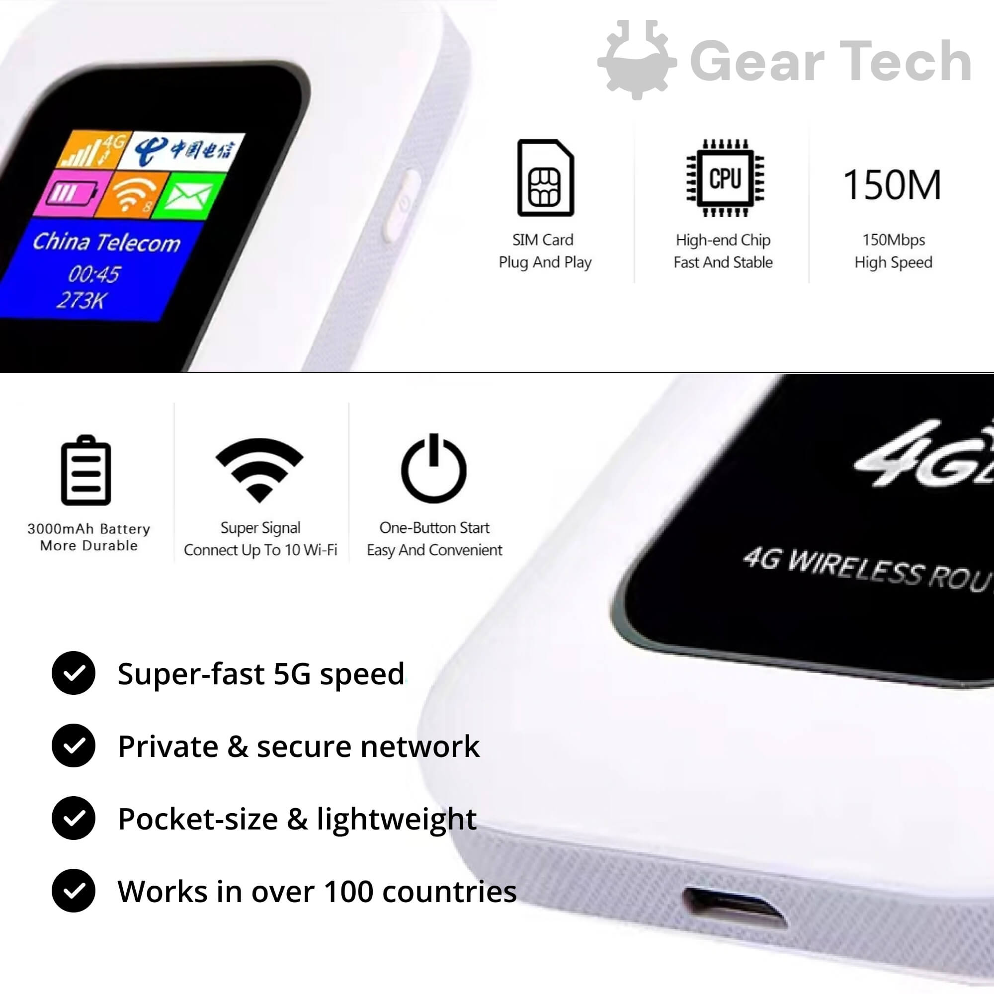 5G Portable Wi-Fi Hotspot Secure Mobile Internet for Travel, Camping & Home Use