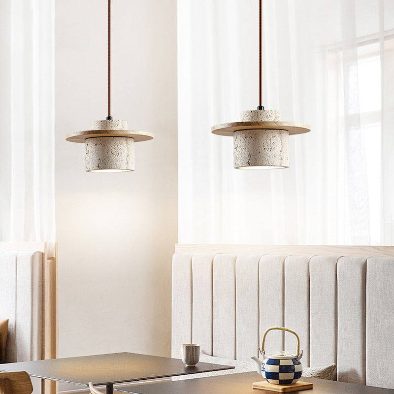 Living Room Pendant Light with Travertine Shade