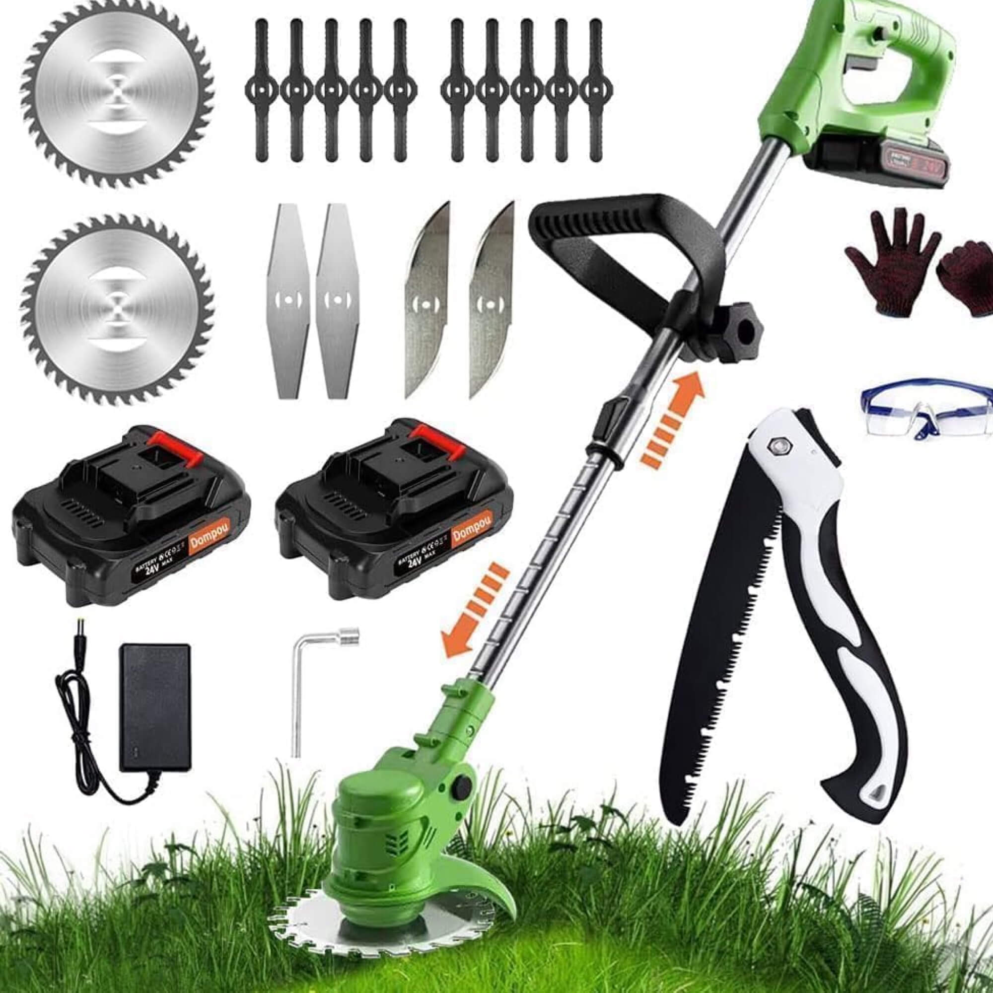 Cordless Grass Strimmer Lightweight 24V Bladed Lawn Tool