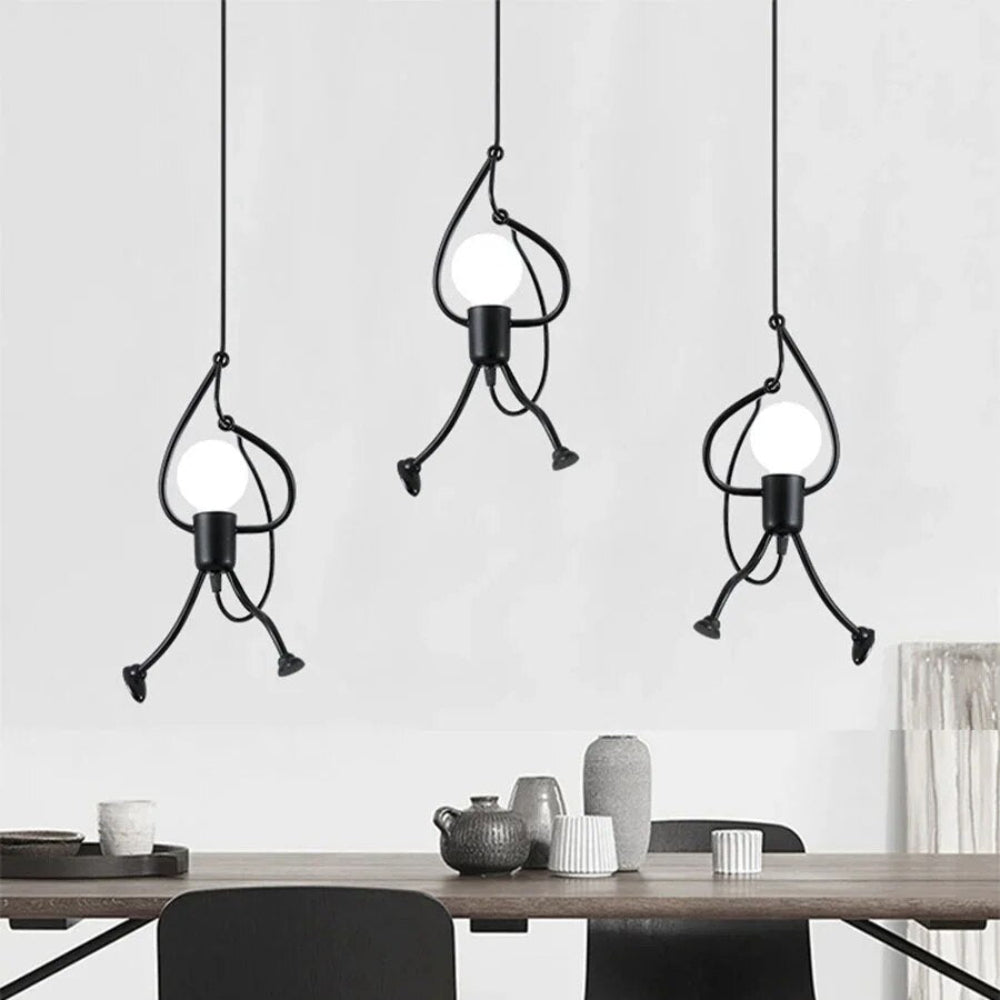 Retro Character Playful Pendant Light with Adjustable Height