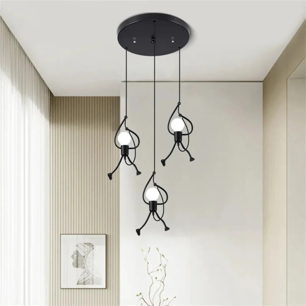 Retro Character Playful Pendant Light with Adjustable Height