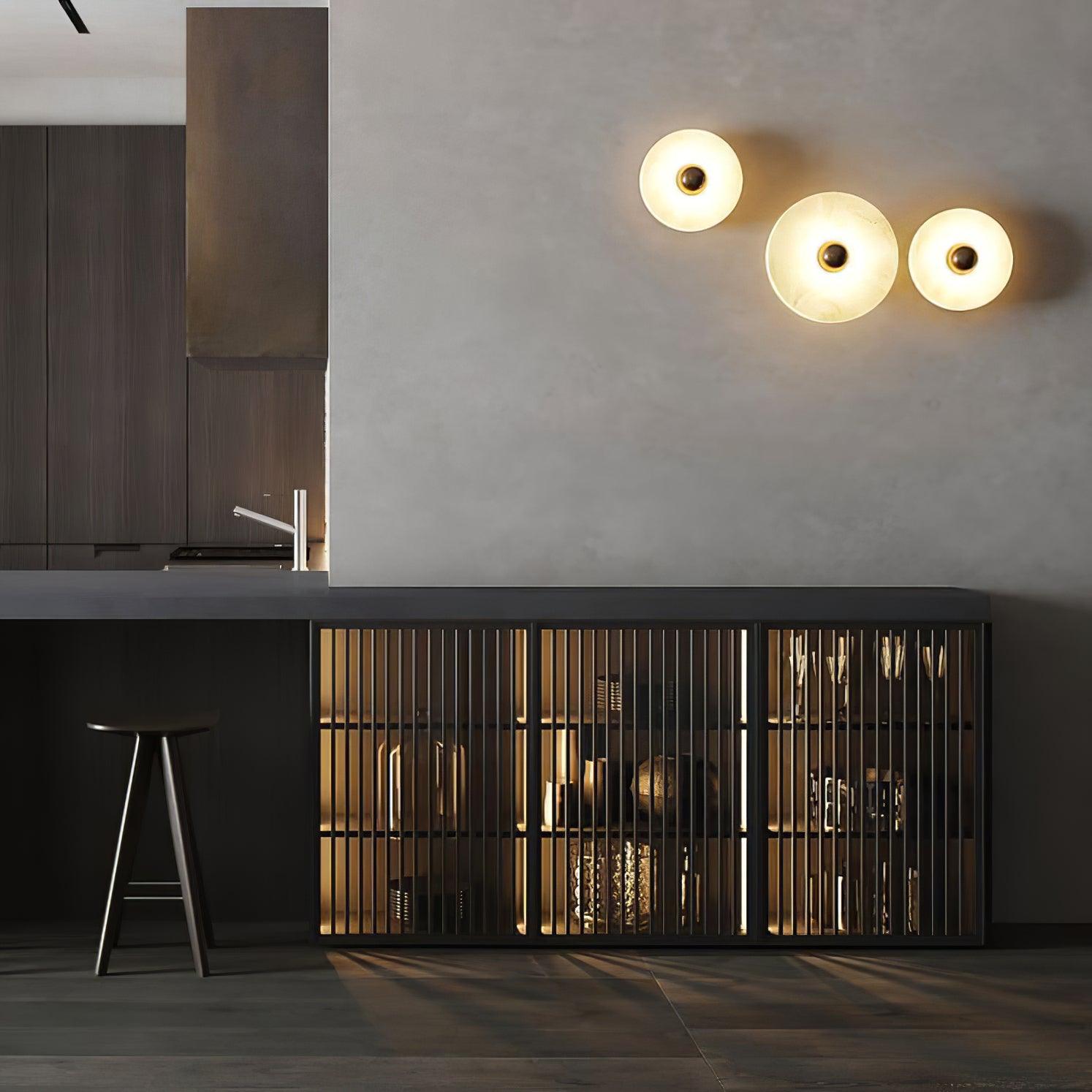 Alabaster LED Wall Light – Modern Round Flush Mount Fixture