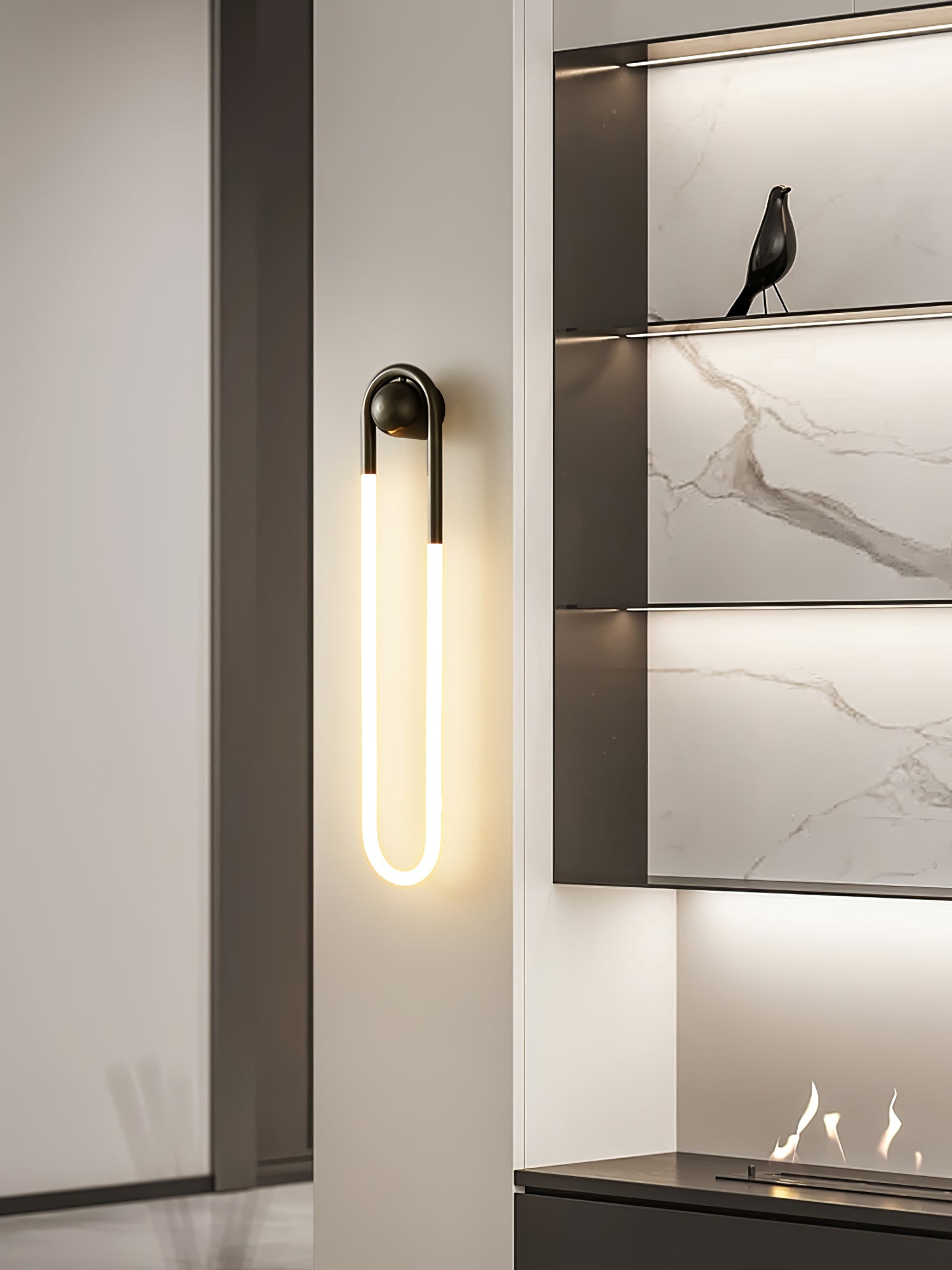 Modern LED Wall Light – Black Loop Design Indoor Fixture