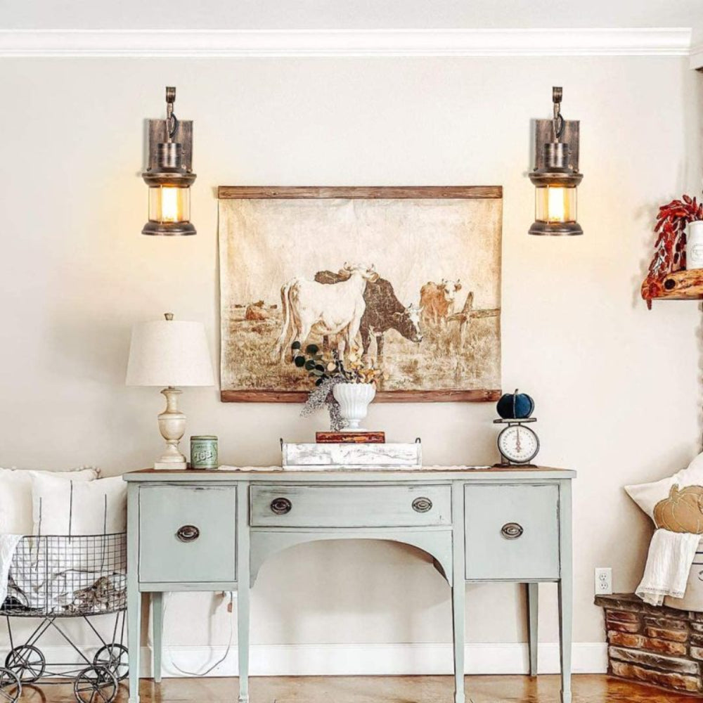Industrial Farmhouse Vintage Mid-Century Retro Glass Wall Light