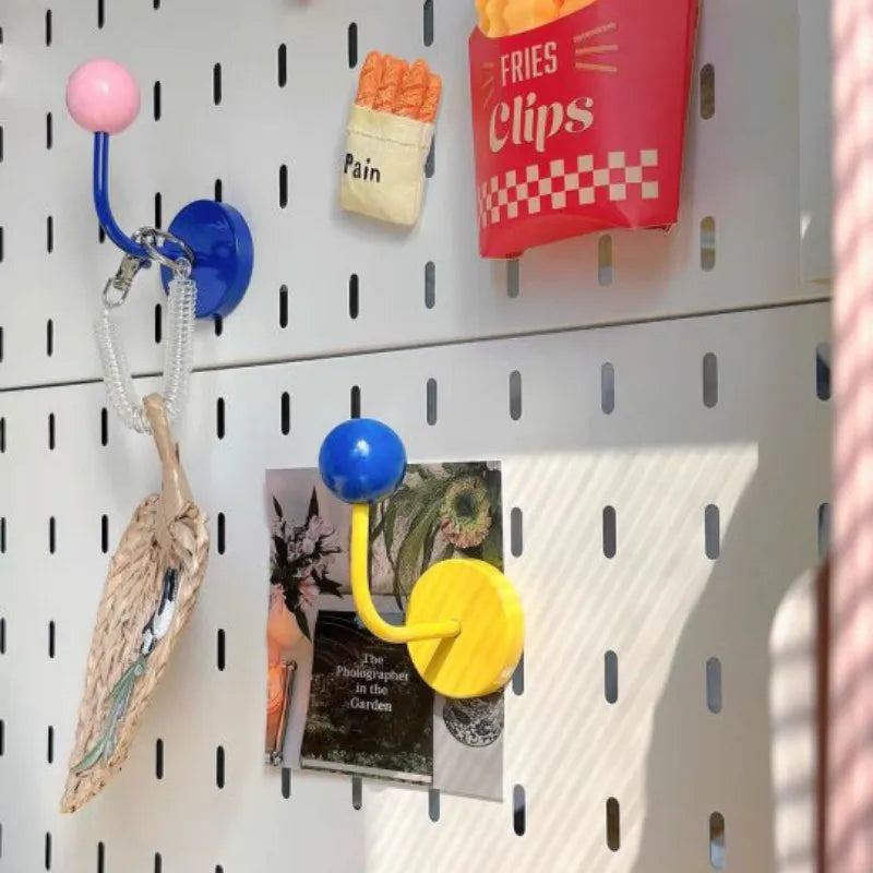 Magnetic Wooden Wall Hook Retro Metal Ball Holder for Kitchen & Entryway