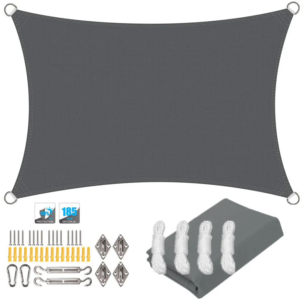 Waterproof Rectangular Sun Shade Sail UV Protection Garden Cover
