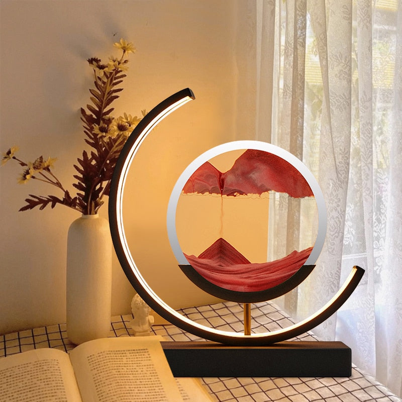 LED Sandscape Table Lamps for Living Rooms Flowing Sand Art with Adjustable Light