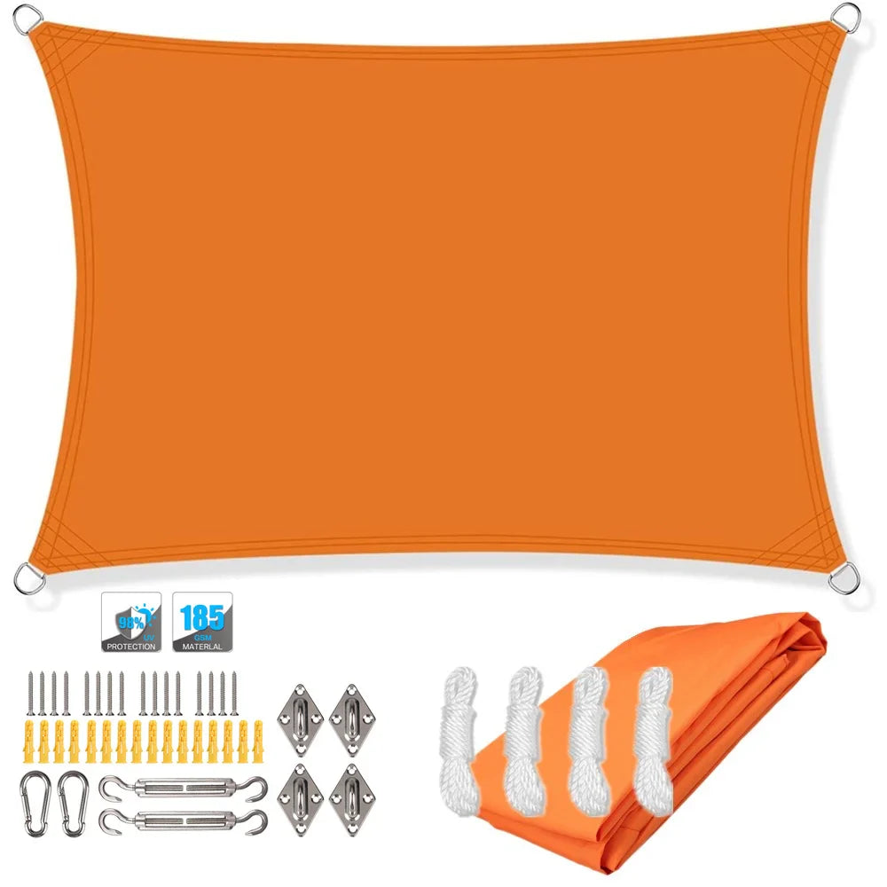Waterproof Rectangular Sun Shade Sail UV Protection Garden Cover