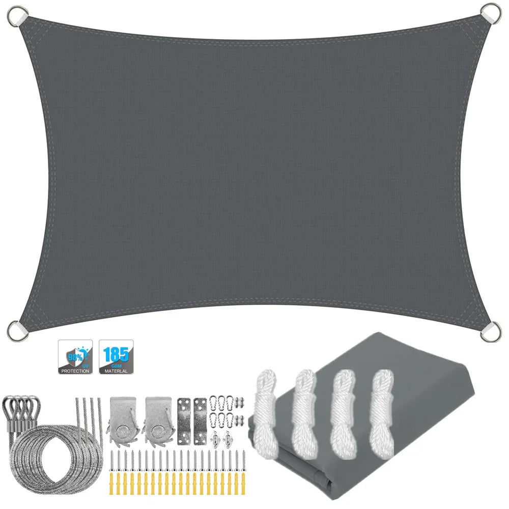 Waterproof Rectangular Sun Shade Sail UV Protection Garden Cover