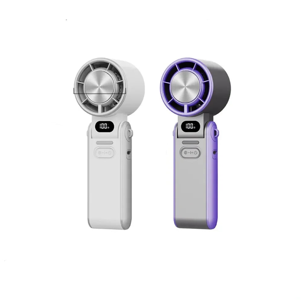 Foldable rechargeable cooling fan with digital display