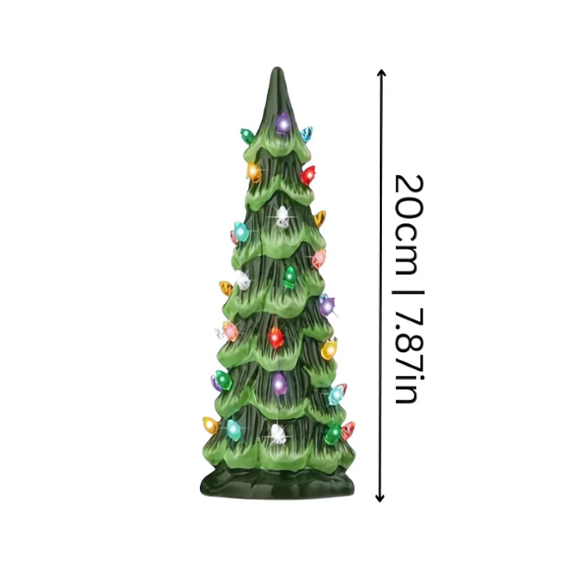 Hand-Painted LED Christmas Tree Set with Warm Glow and Auto Timer