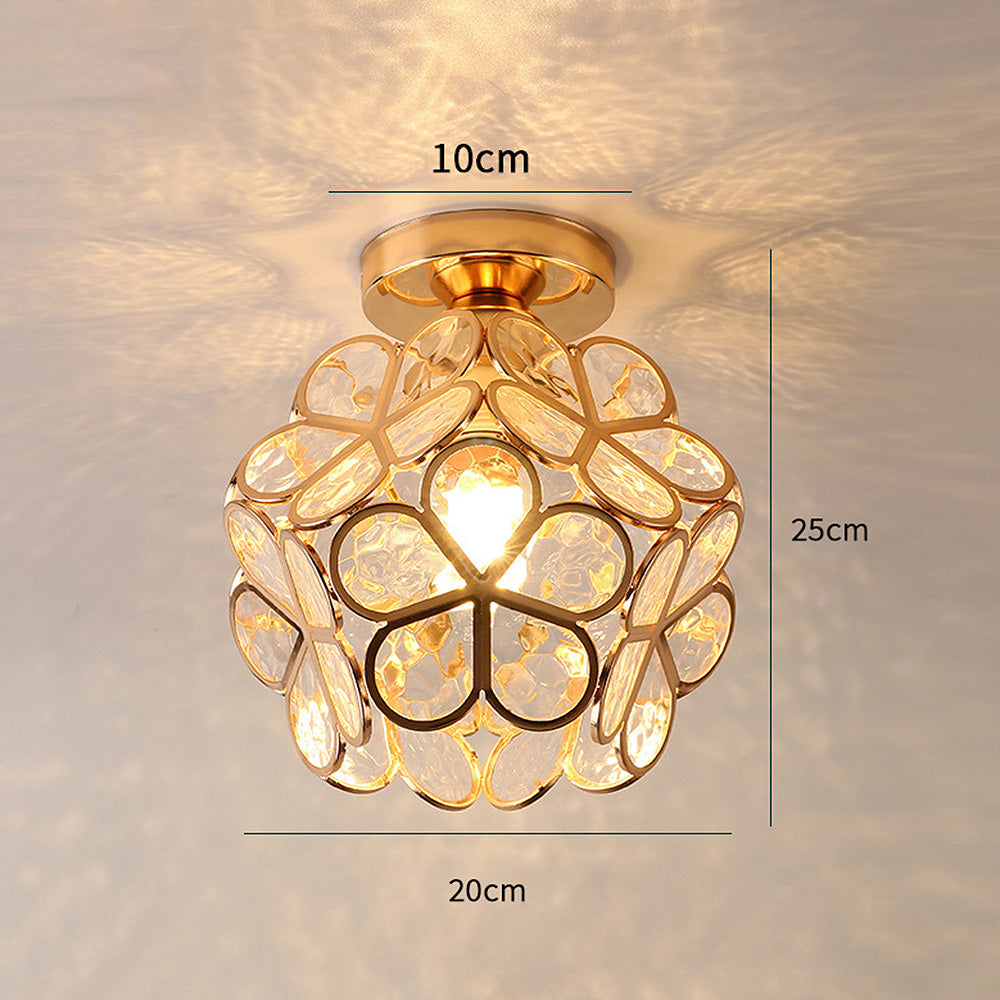 Floral Ceiling Light with Glass Details in Elegant Soft Lighting Fixture